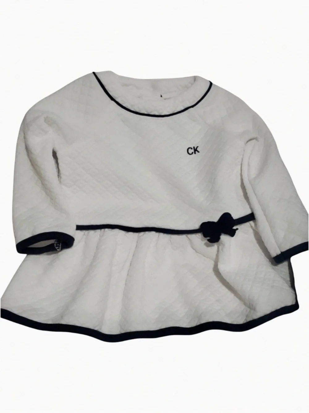 Calvin Klein Baby Girl White Top with Navy Trim and Navy Leggings Set 3-6 months